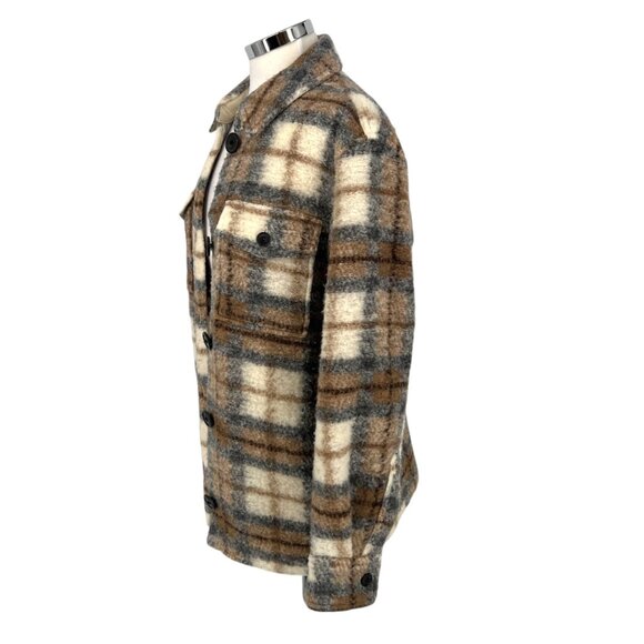 Isabel Marant Etoile Gaston Wool-Blend Plaid Coat Gray Brown Size Medium - Picture 5 of 12